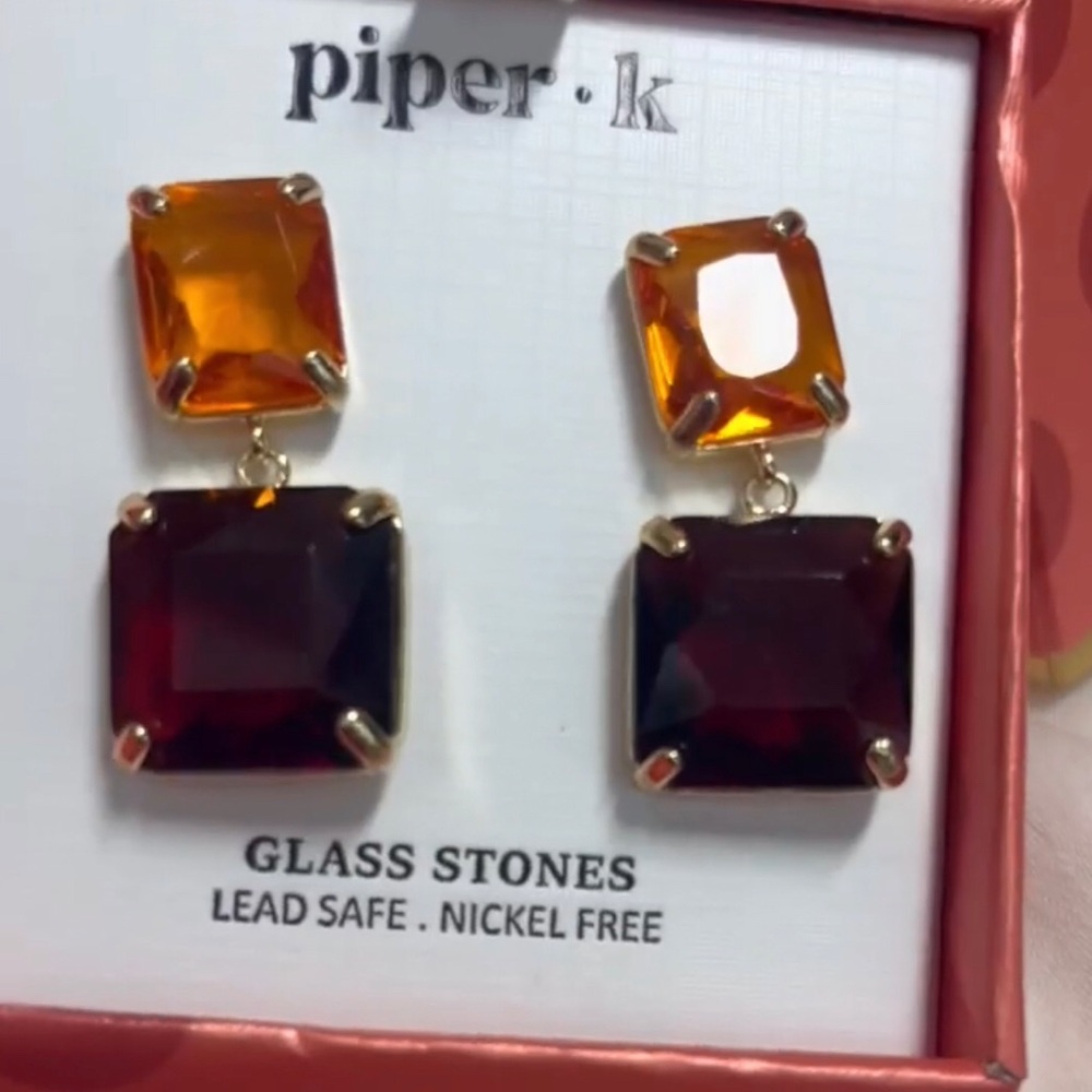 Piper K Autumn Glass Stone Earrings